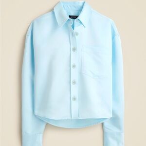 J Crew Cropped Button Down Shirt in Duchesse Satin